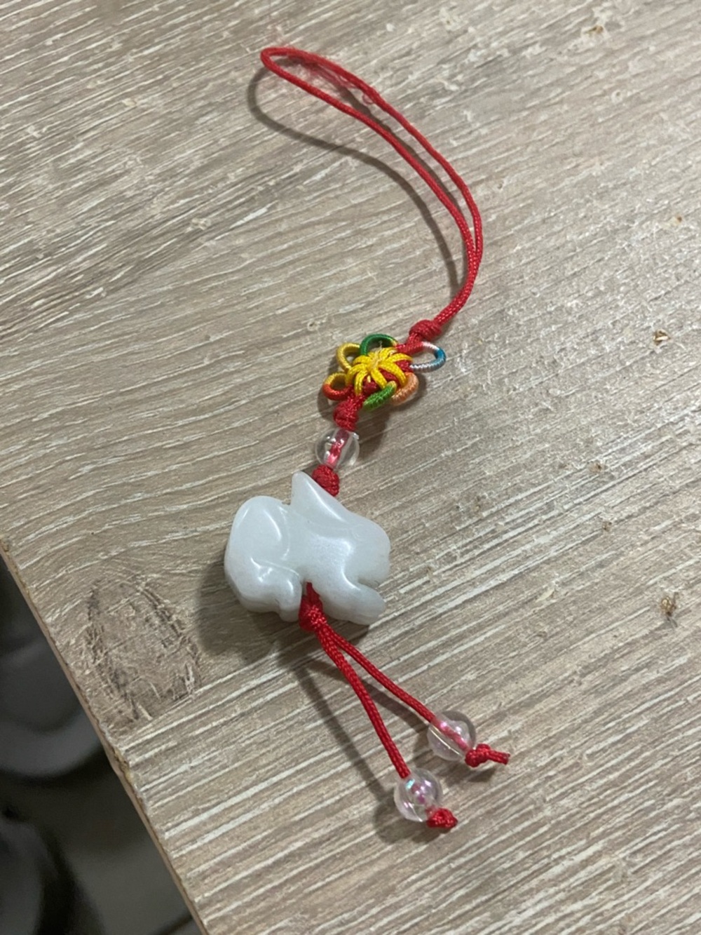 White Rabbit Jade Charm Accessory with Red Cord - Picture 2 of 5